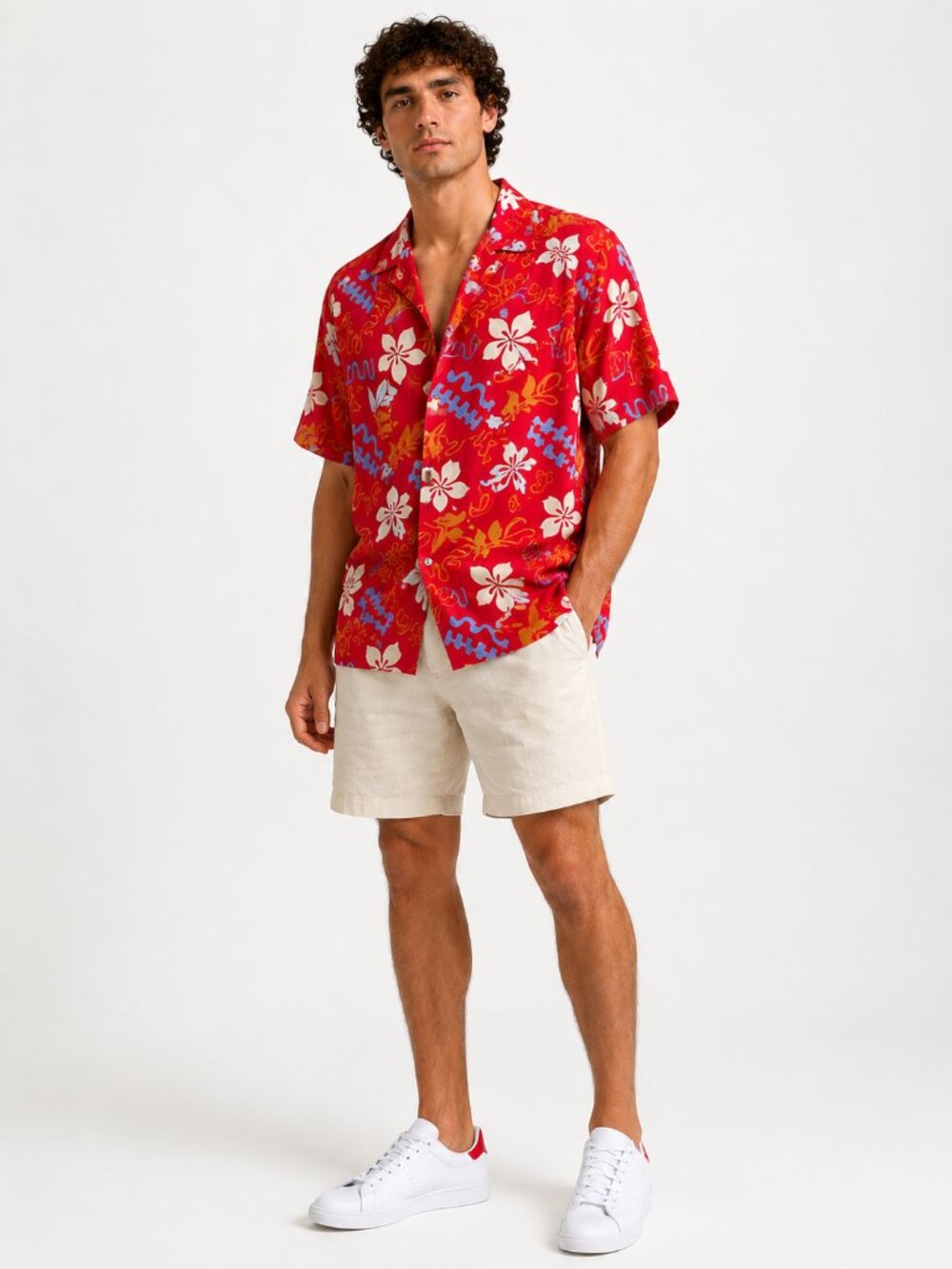 Barefoot in Paradise Hawaiian Shirt Red Floral Short Sleeve Men’s XL NWT